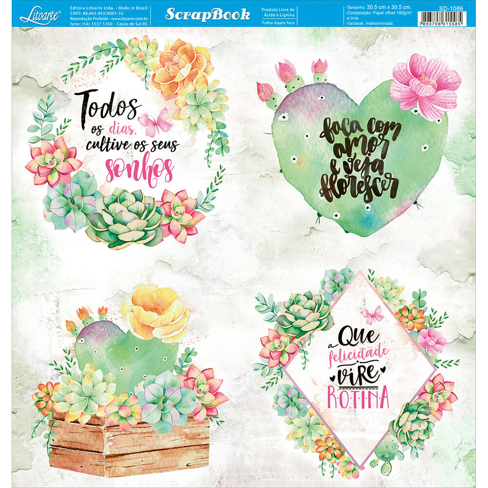 Papel Scrapbook Litoarte->SD->Papel Scrapbook Litoarte 30,5x30,5 - SD1093