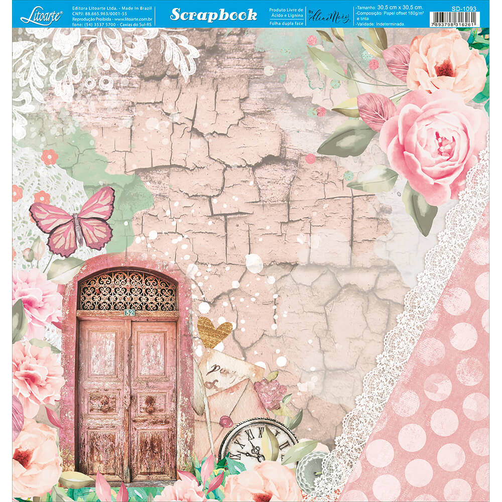 Papel Scrapbook Litoarte->SD->Papel Scrapbook Litoarte 30,5x30,5 - SD1093