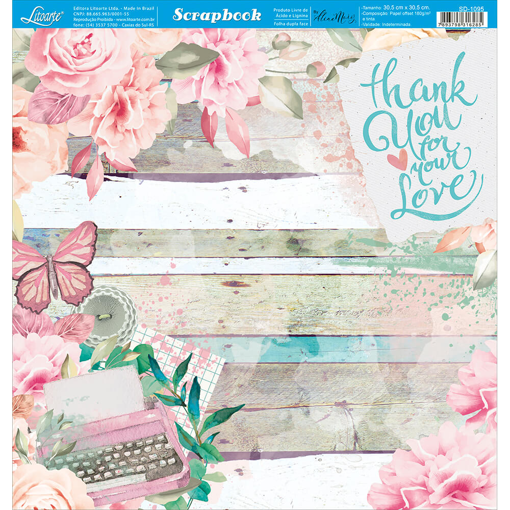 Papel Scrapbook Litoarte->SD->Papel Scrapbook Litoarte 30,5x30,5 - SD1088