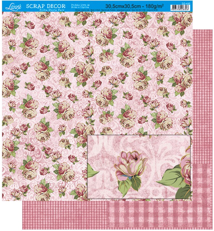 Papel Scrapbook Litoarte->SD->Papel Scrapbook Litoarte 30,5x30,5 - SD1093